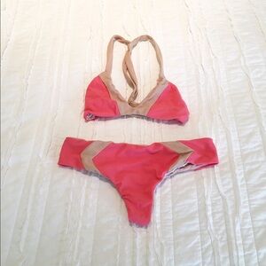Acacia Swimwear Pink and Tan Bikini